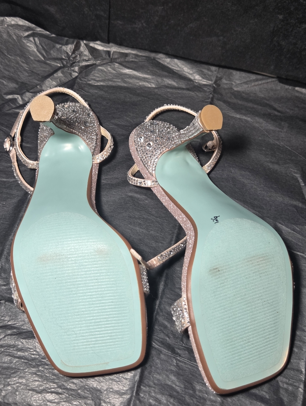 Betsey Johnson Blush Pink Glitter Crystal-Embellished Heels - Picture 9 of 10